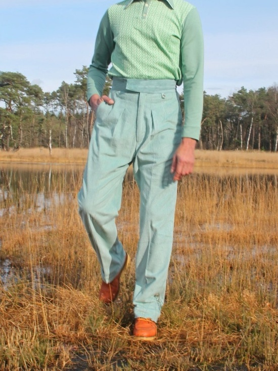 On the sunny side Other - On The Sunny Side Eco Cotton Blue High Waisted Pleated Trouser Pants 38 Waist